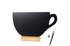 TABLE CHALK BOARD CUP WITH WOODEN BASE